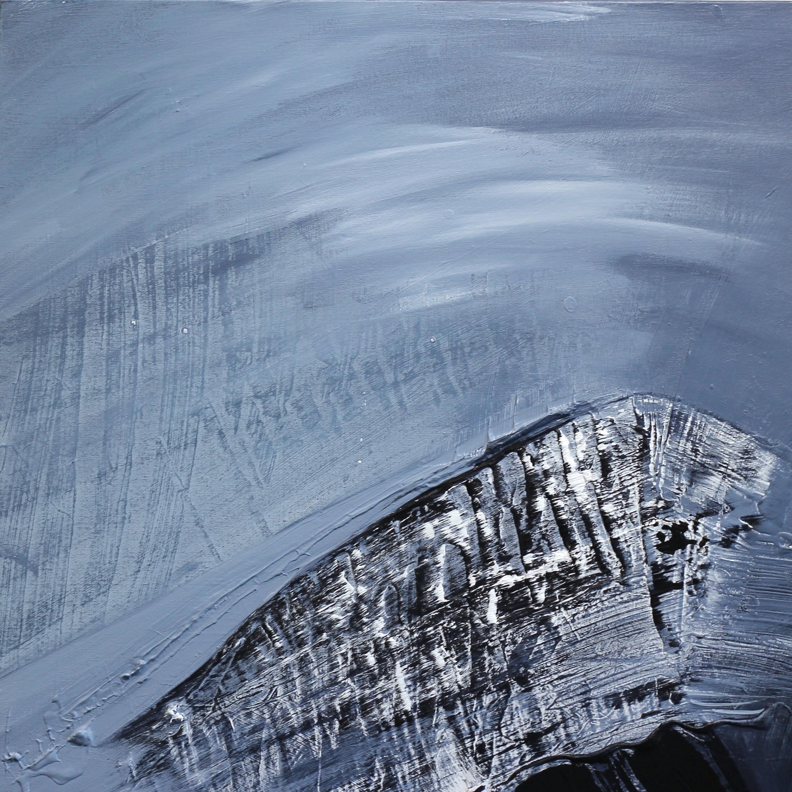 Destiny - Grande peinture texturée originale d'abstraction gestuelle en noir et blanc - Abstrait Painting par Gail Titus
