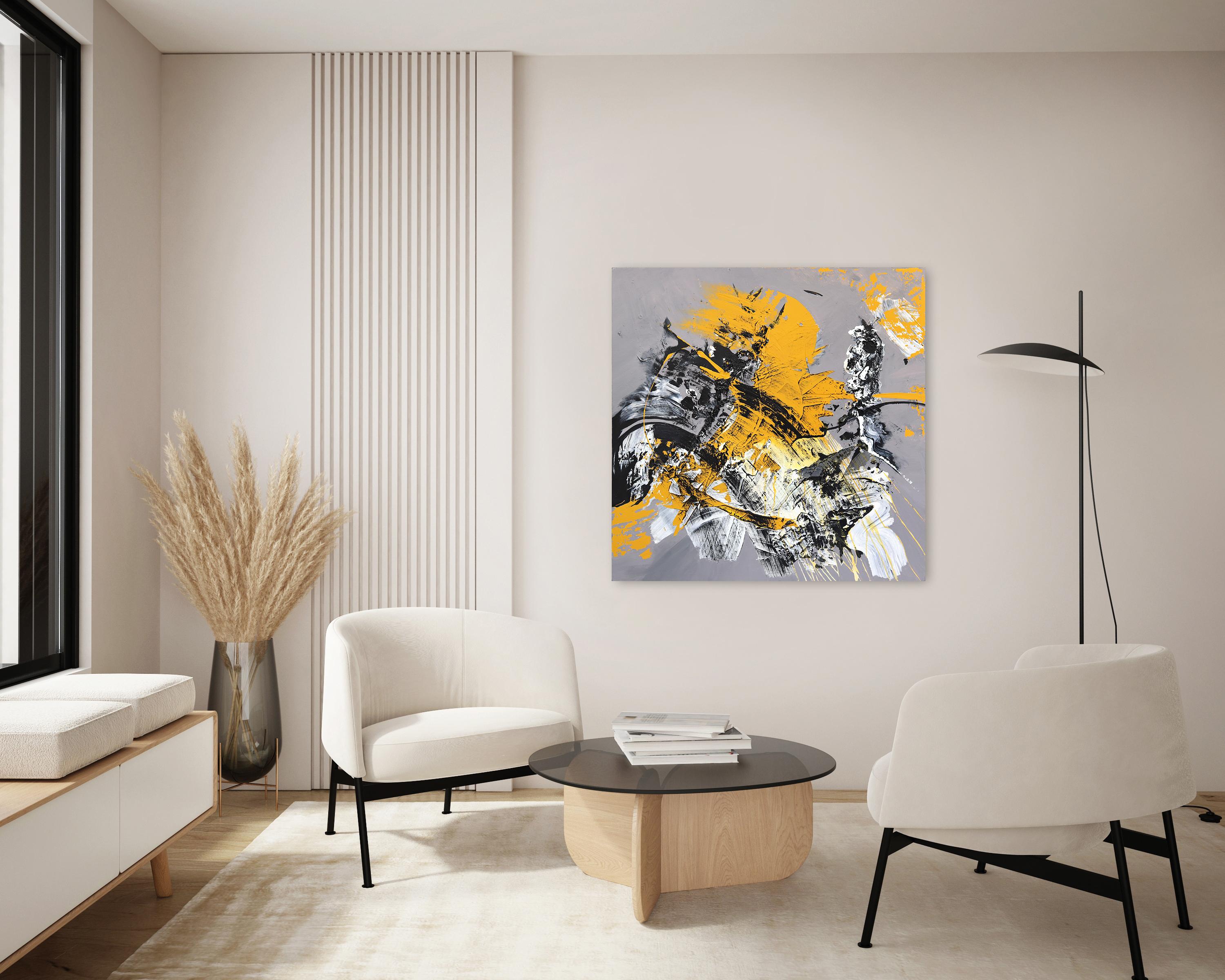 La artista de Arizona Gail Titus pinta vibrantes composiciones abstractas en acrílico sobre lienzo, centrándose en la textura y el color. Los planos geométricos de sus obras y la textura de sus movimientos se traman audazmente en contornos de