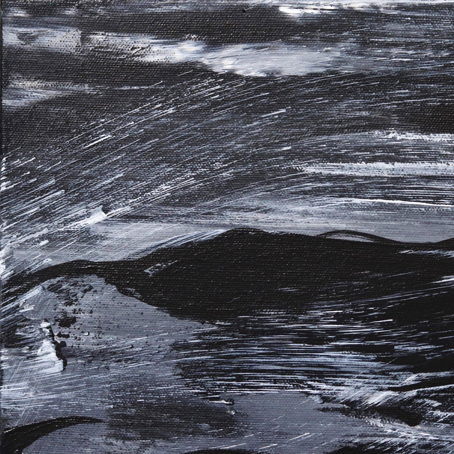 Gran Obra de Arte Abstracta Dinámica en Blanco y Negro - Fuerzas Gravitacionales (Díptico) - Painting Abstracto de Gail Titus