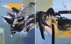 Imagination (Diptych) - Colorful Large Textural Abstract Expression Artwork