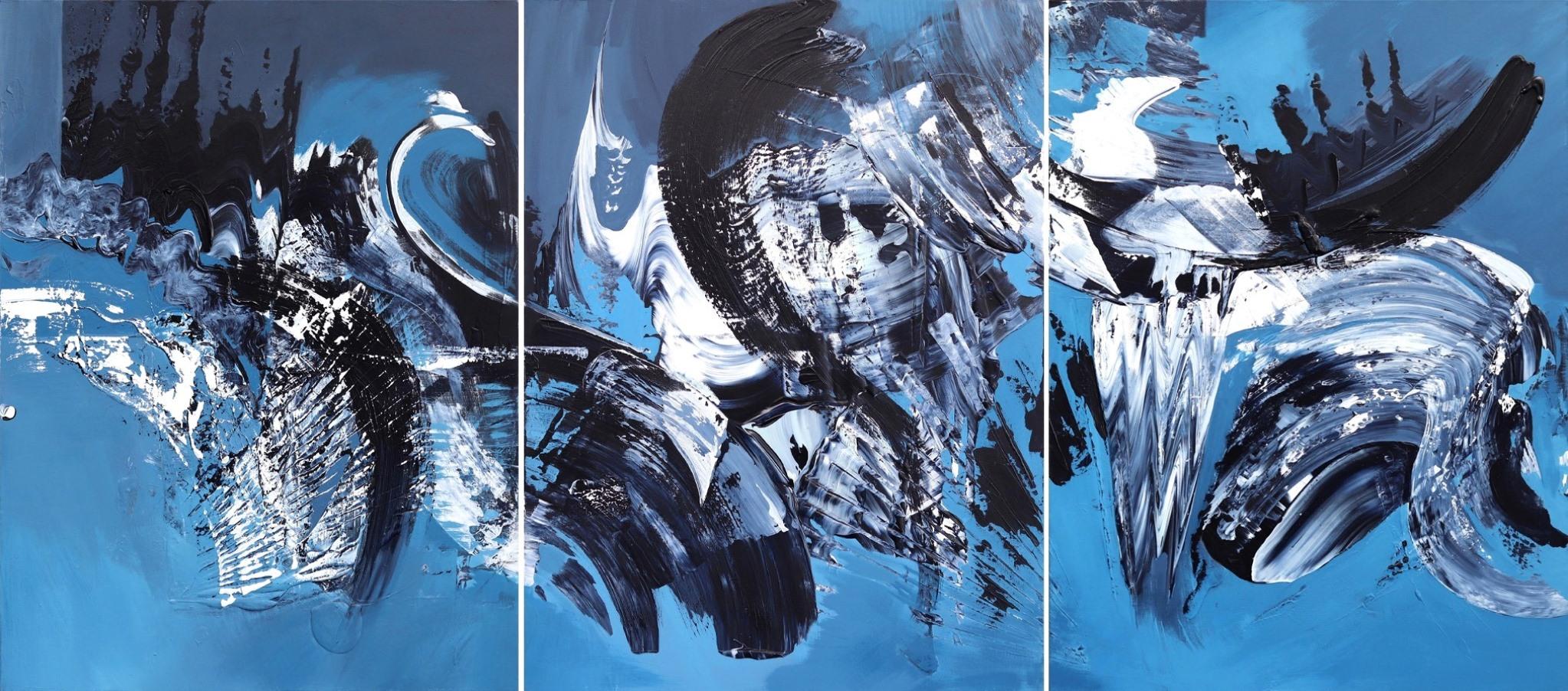 Joy In Motion (Triptych) - Large Scale Abstract Artwork