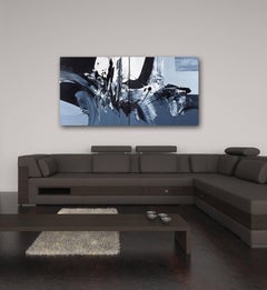 Revolves Around You (Diptych) - Large Scale Black and White Artwork