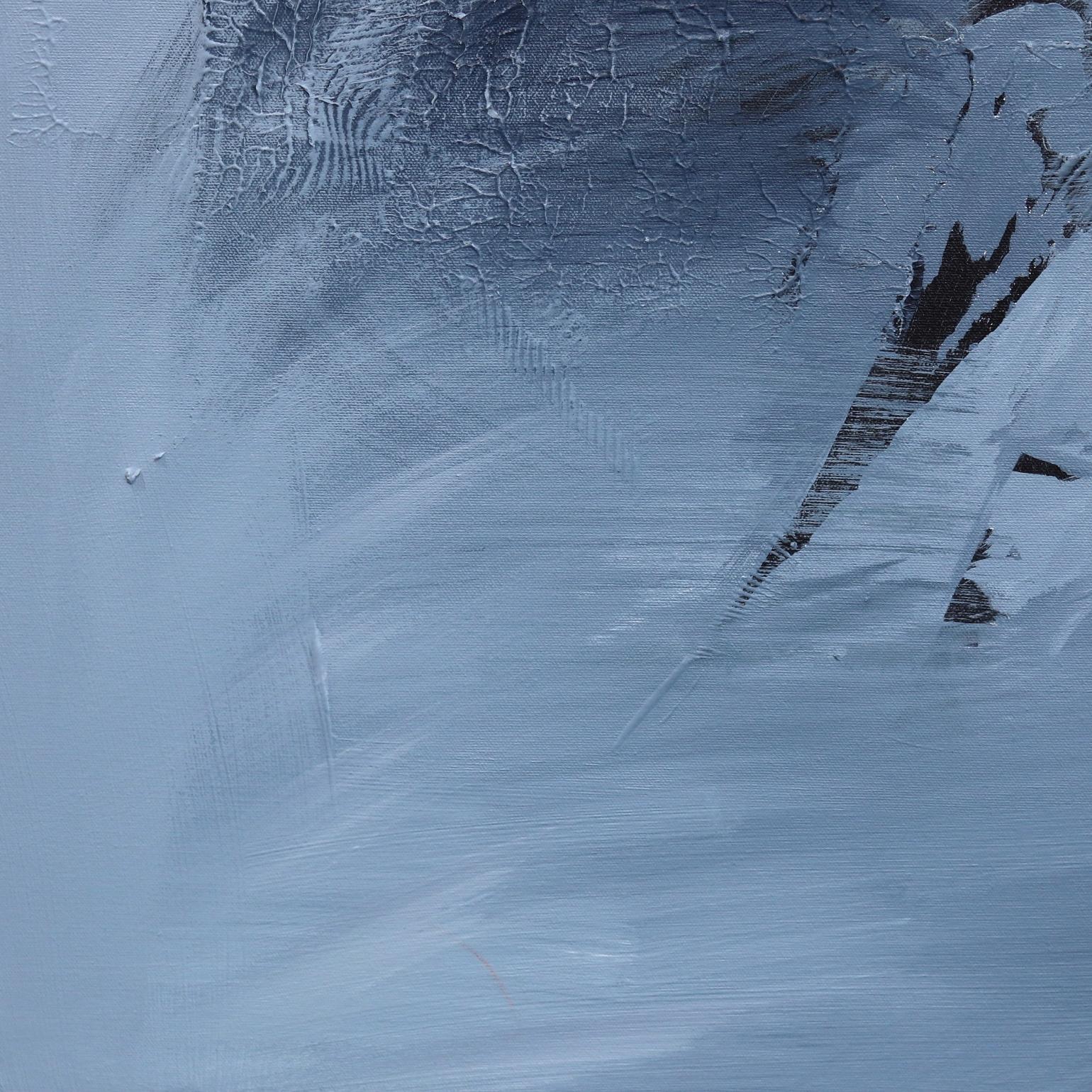 Surges of Tranquility - Impasto Texturiertes abstraktes Originalgemälde in Schwarz-Weiß im Angebot 4