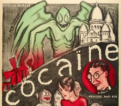 Gaillard, Cartel Vintage Original, Cocaína, Teatro Montmartre Moulin Rouge 1926