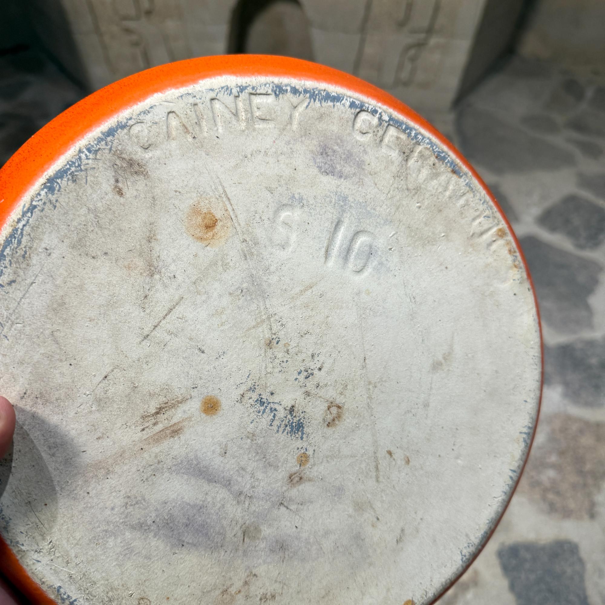 Gainey Pottery Orange Platte für Pflanzer Mitte des Jahrhunderts Modern #2 im Angebot 2