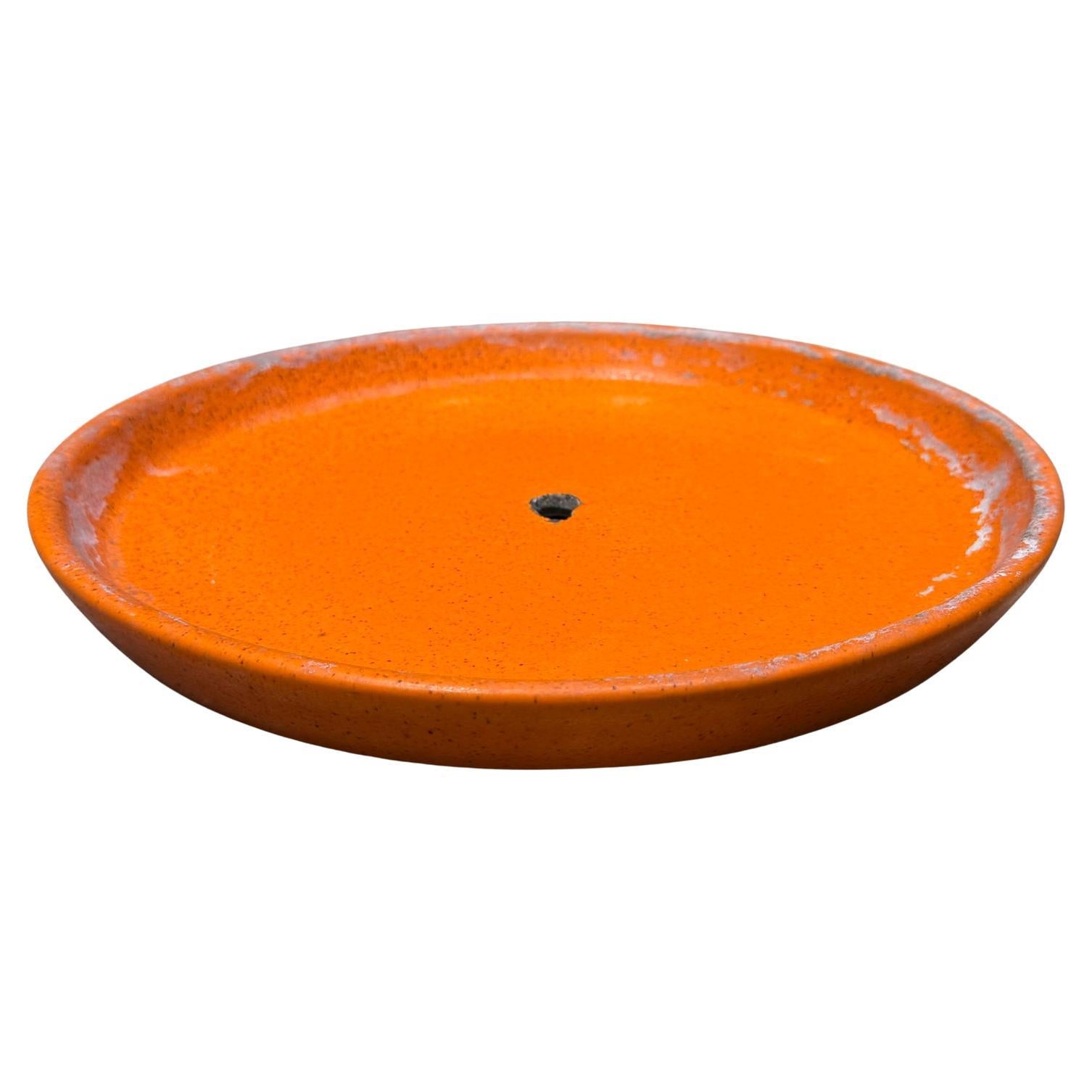 Gainey Pottery Plato Naranja Para Jardinera Moderna de Mediados de Siglo
