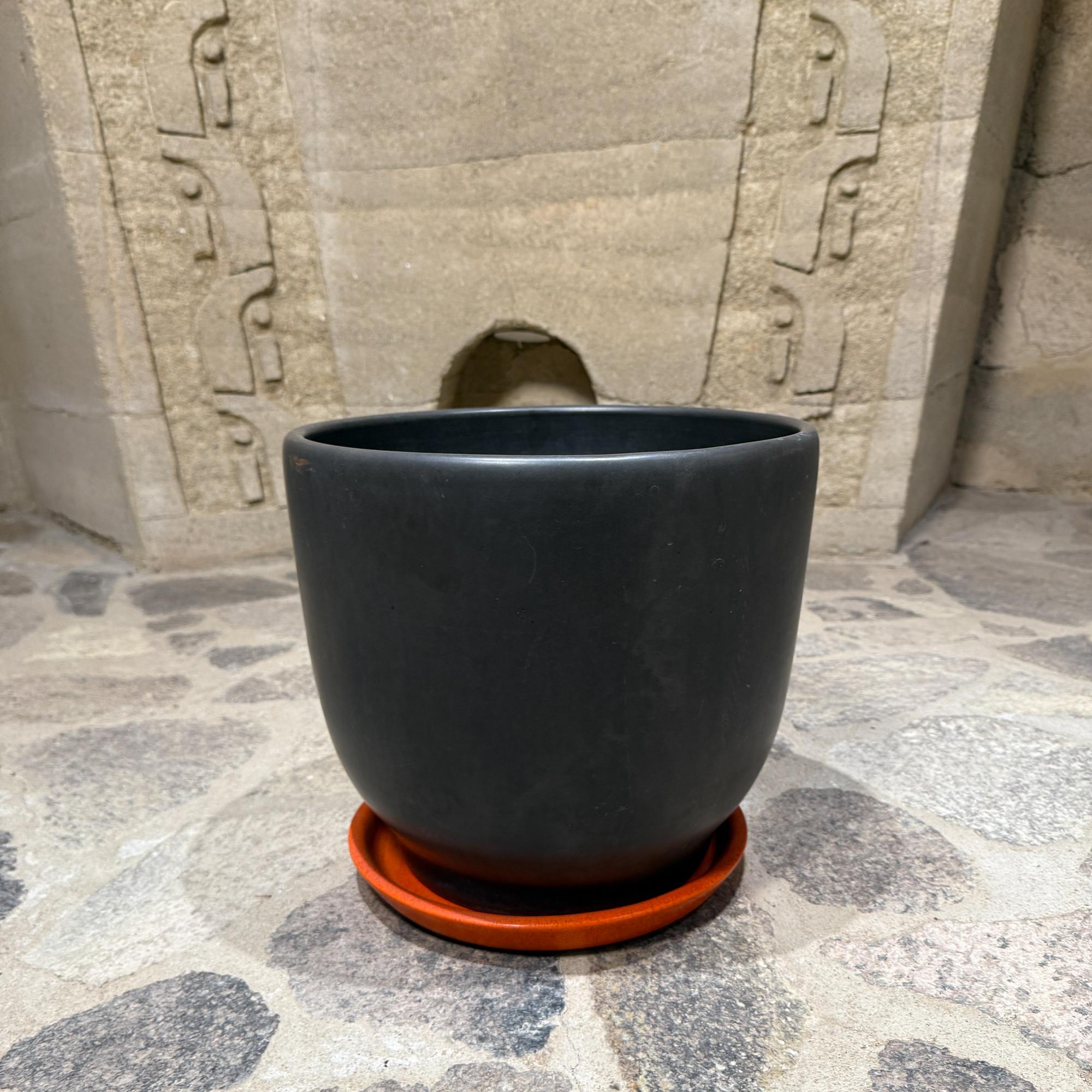 Für Ihre Betrachtung, eine Mitte des Jahrhunderts moderne schwarz satiniert Keramik Ei Topf von GAINEY. Diese Art von Pflanzgefäßen ist aufgrund ihres Designs und ihrer Langlebigkeit eine beliebte Wahl sowohl für den Innen- als auch für den