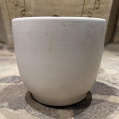 Gainey White Planter Mid Century Modern Satin Finish Egg Shape