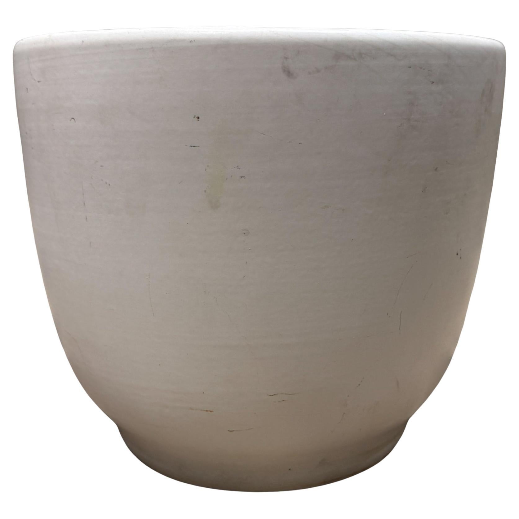 Gainey White Planter Mid Century Modern Satin Finish Forma di Uovo