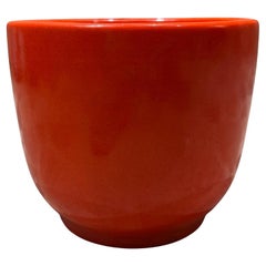 Gainey White Planter Mid Century Modern Satin Finish Egg Shape RED