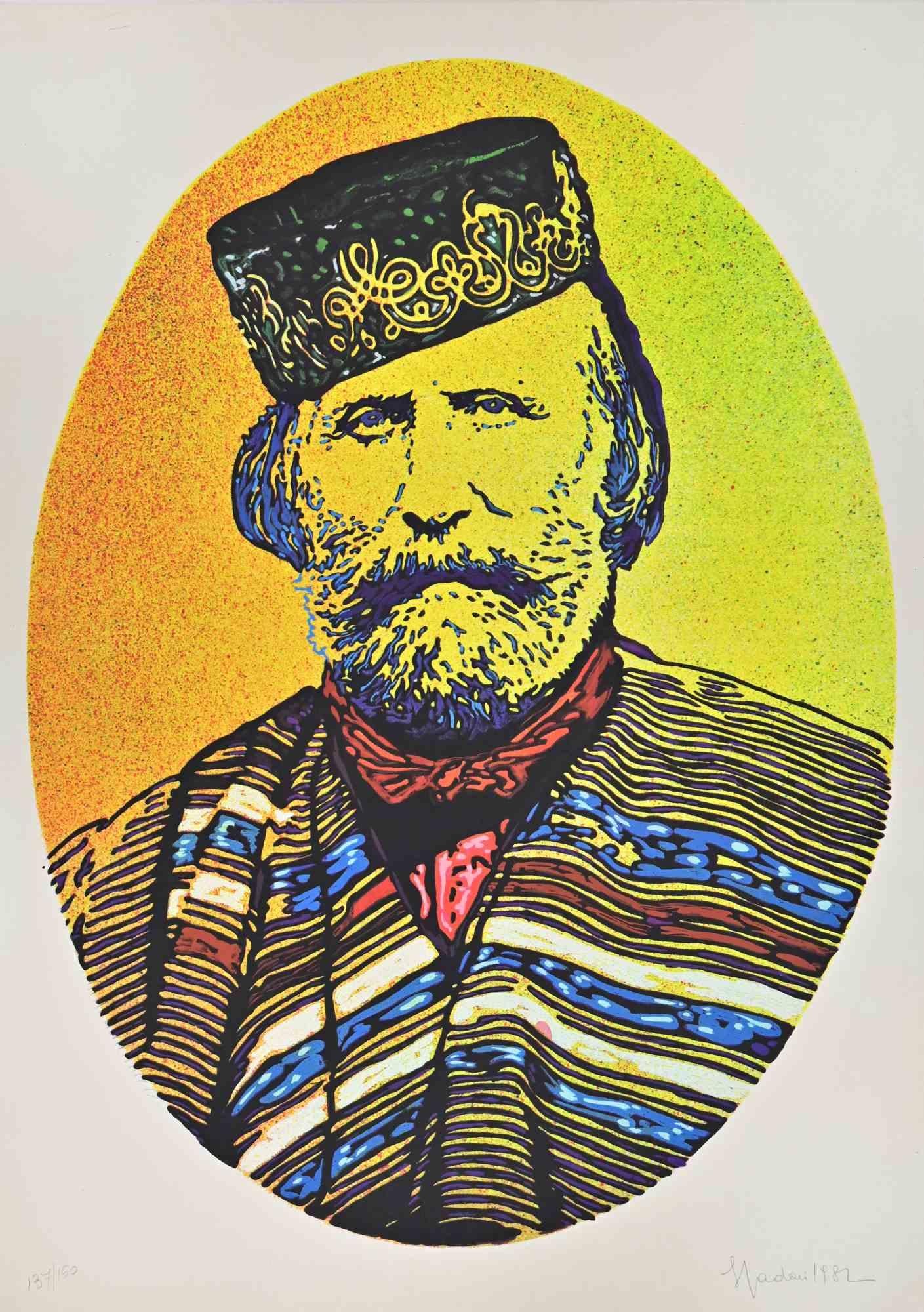 Gaingiacomo Spadari Portrait Print - Portrait of Garibaldi - Screen Print by GianGiacomo Spadari - 1982