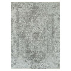 Gainsboro Wool and Silk Hand Knotted Persian Design Oriental Rug 8'11" x 11'11"