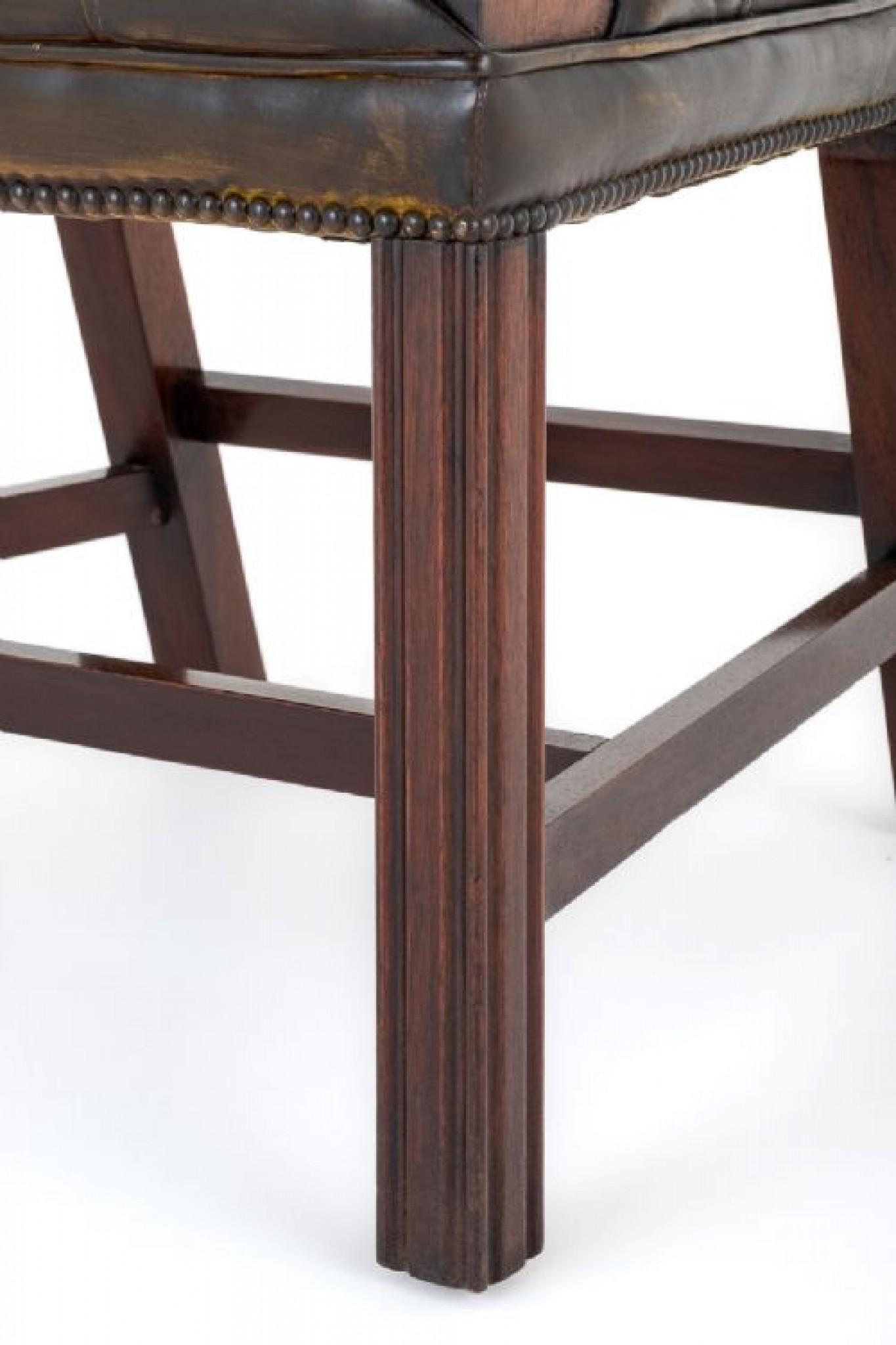 Leather Gainsborough Arm Chair Deep Button Georgian