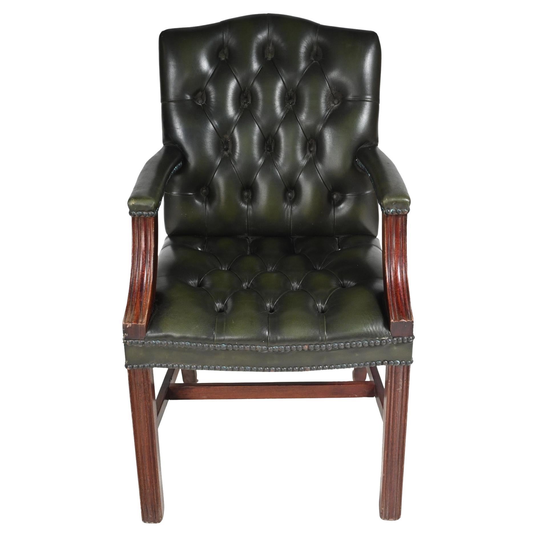 Gainsborough Arm Chair - Deep Button Leather Desk Seat Office For Sale