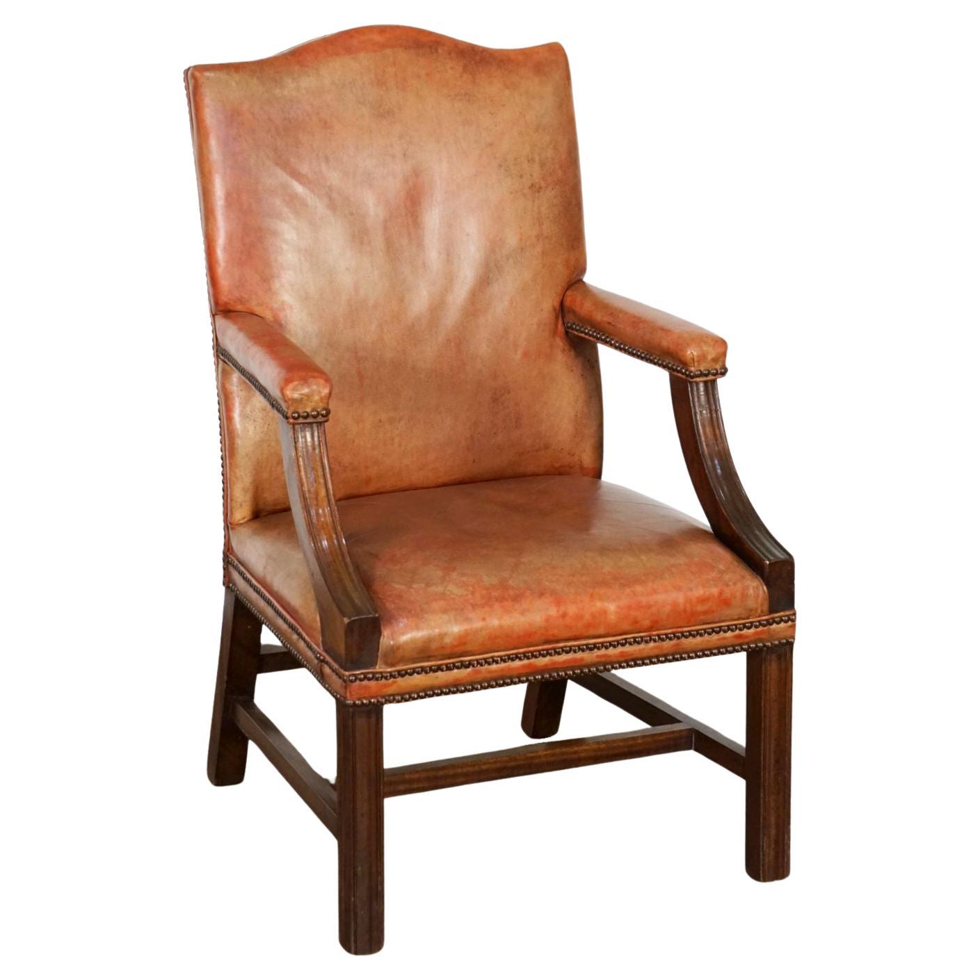 Gainsborough Arm Chair of Leather and Mahogany from England For Sale