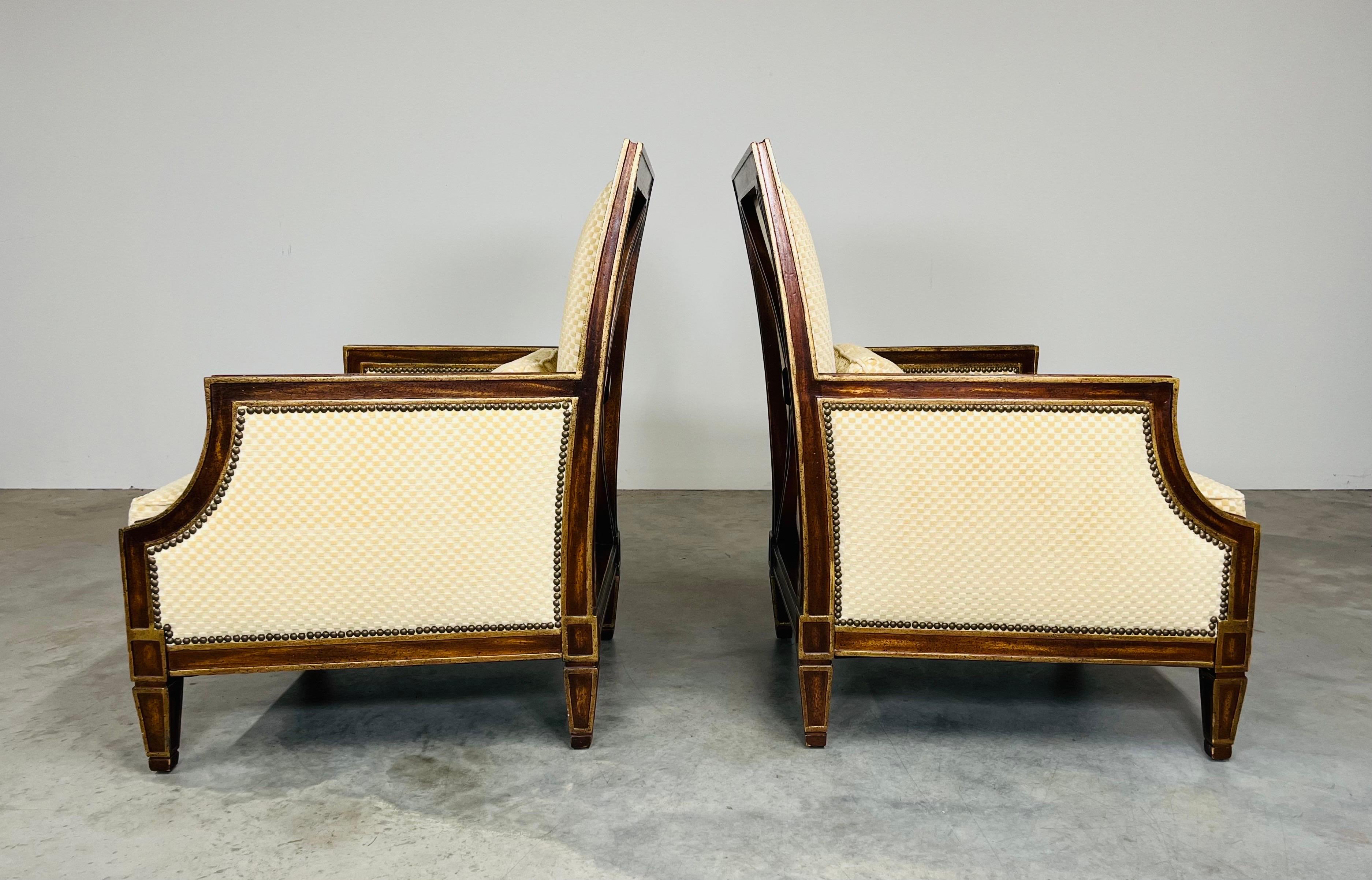 Gainsborough Georgian Style Lounge Chairs In Patterned Neutral Velvet A Pair In Excellent Condition In Southampton, NJ