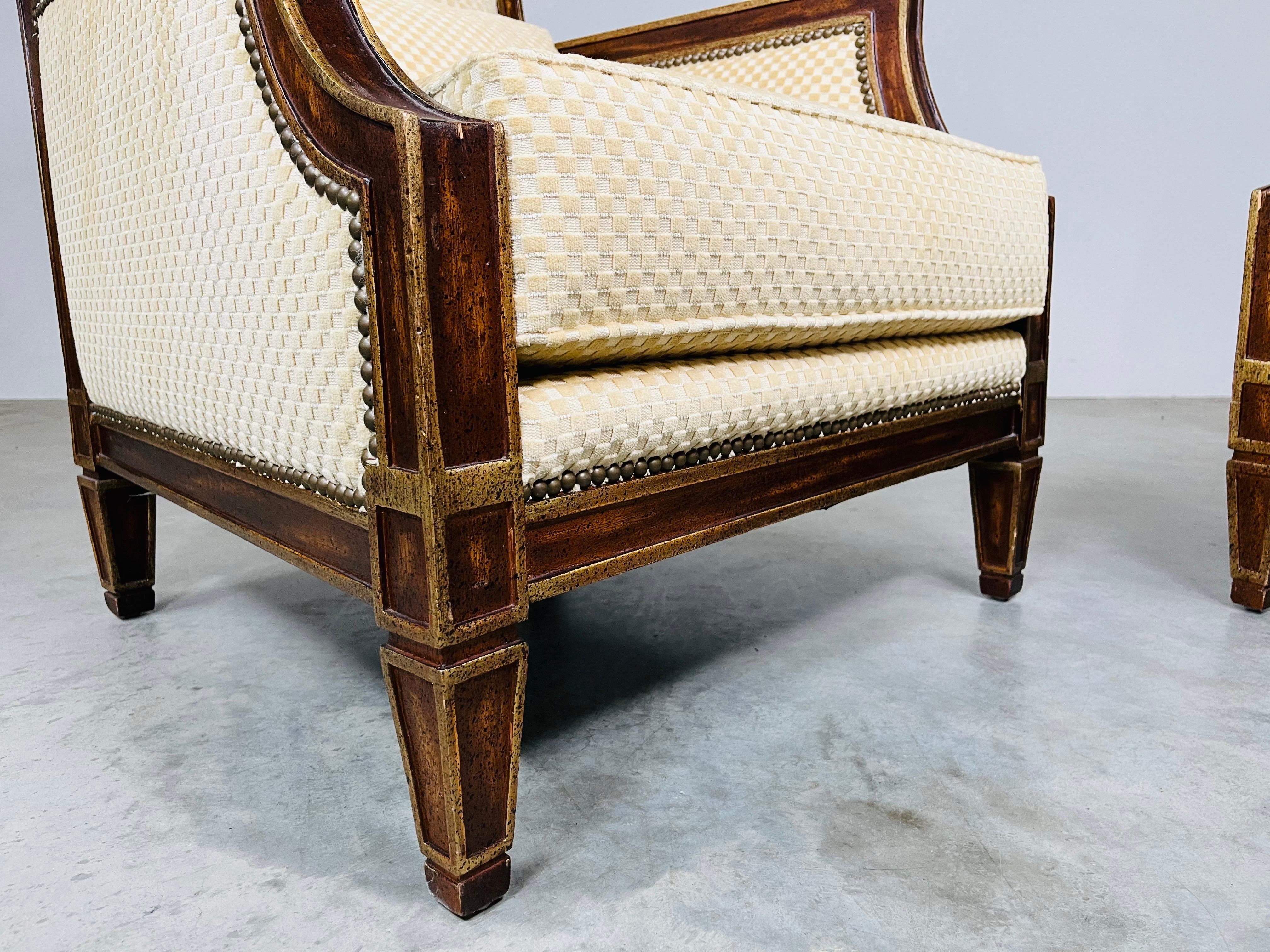 Contemporary Gainsborough Georgian Style Lounge Chairs In Patterned Neutral Velvet A Pair