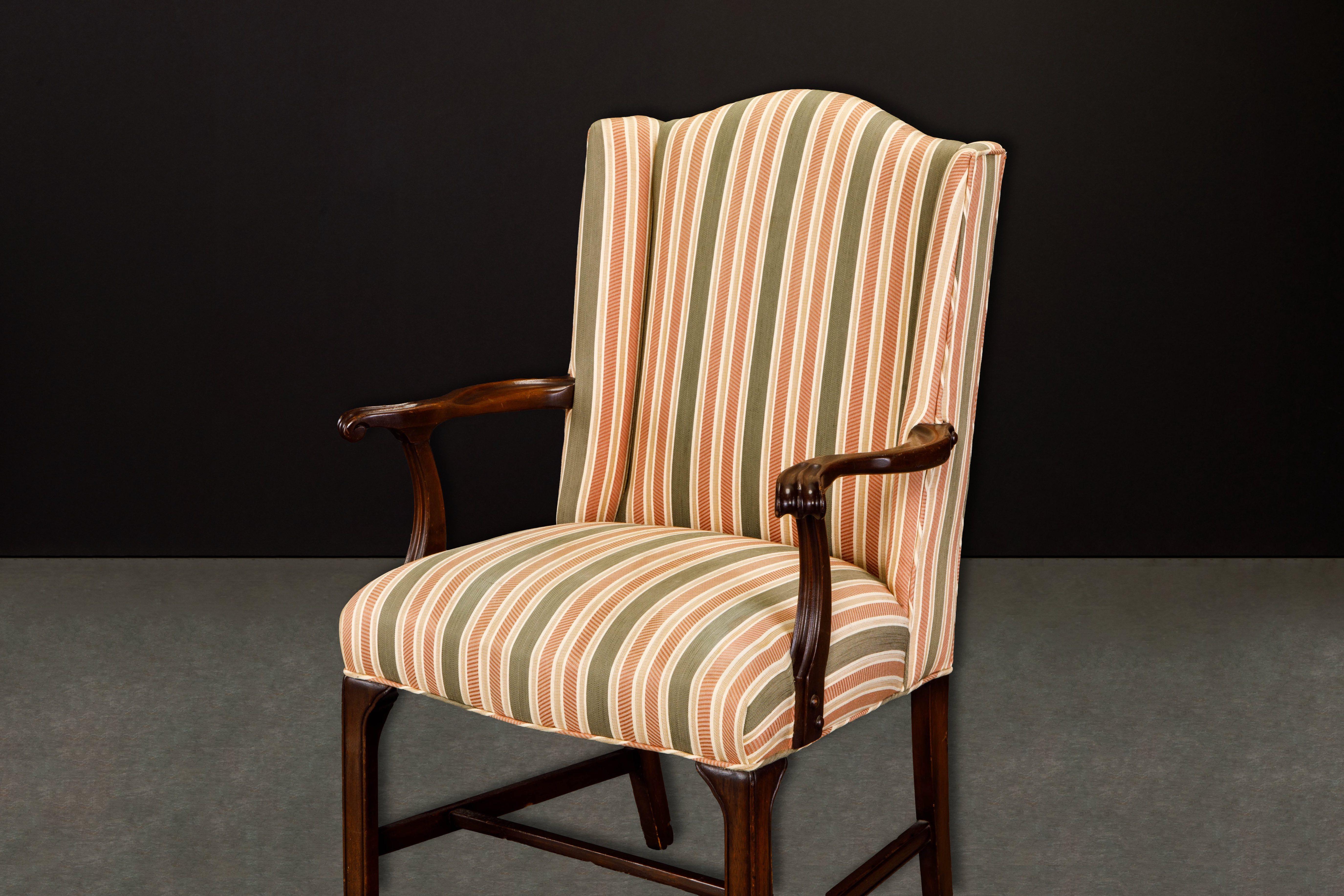 Gainsborough Wingback Armchair Upholstered in Striped Fabric 4