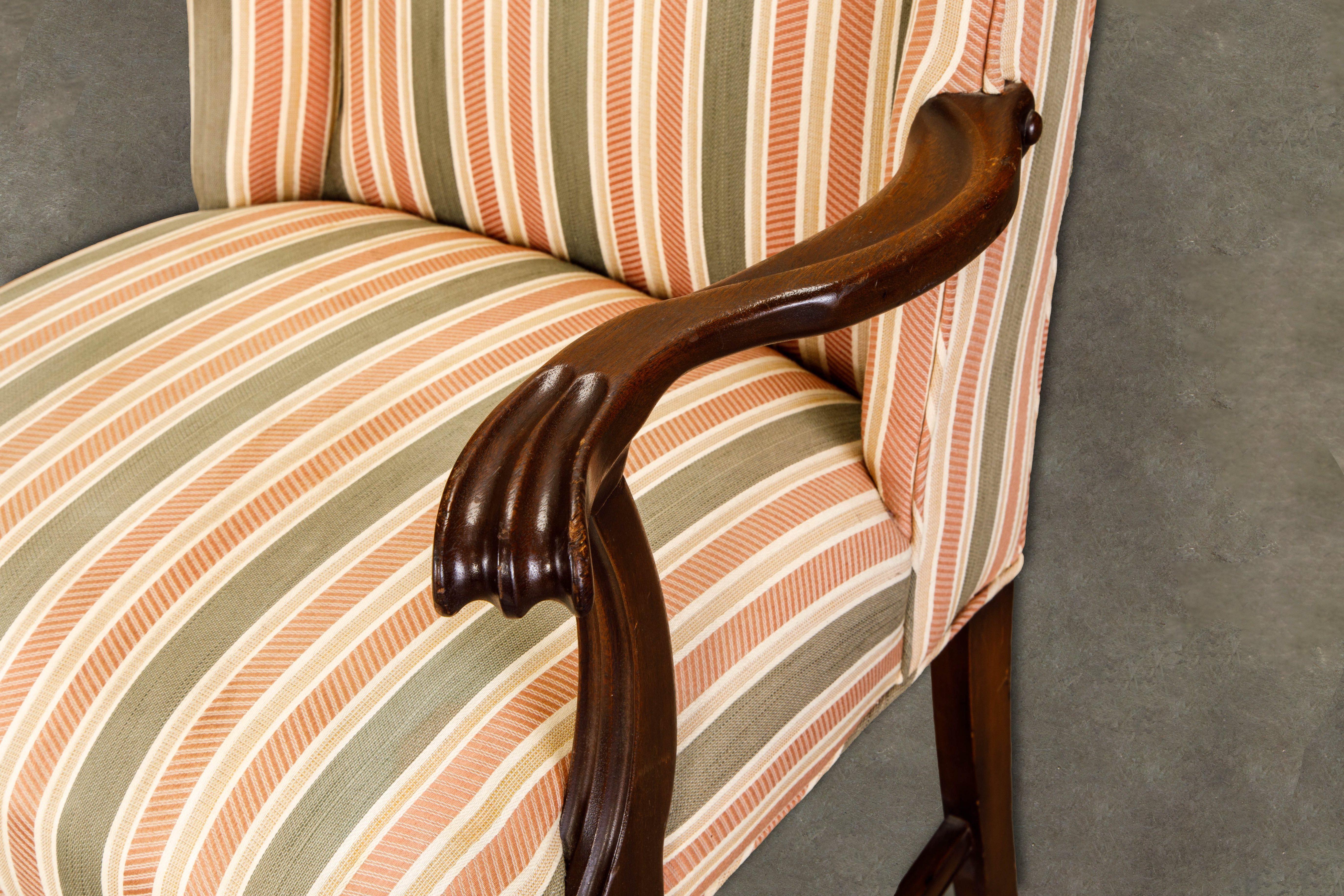 Gainsborough Wingback Armchair Upholstered in Striped Fabric 5