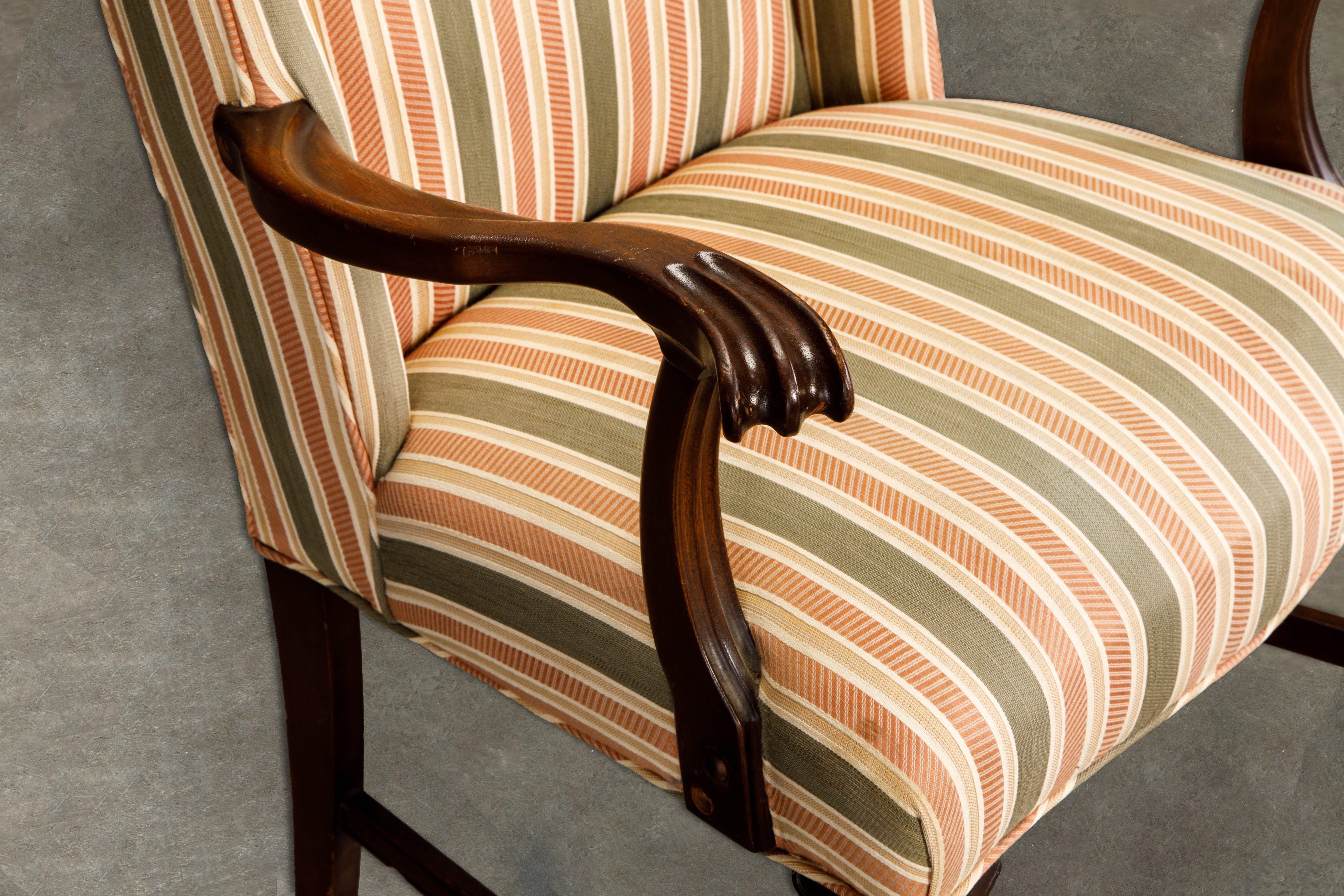 Gainsborough Wingback Armchair Upholstered in Striped Fabric 6