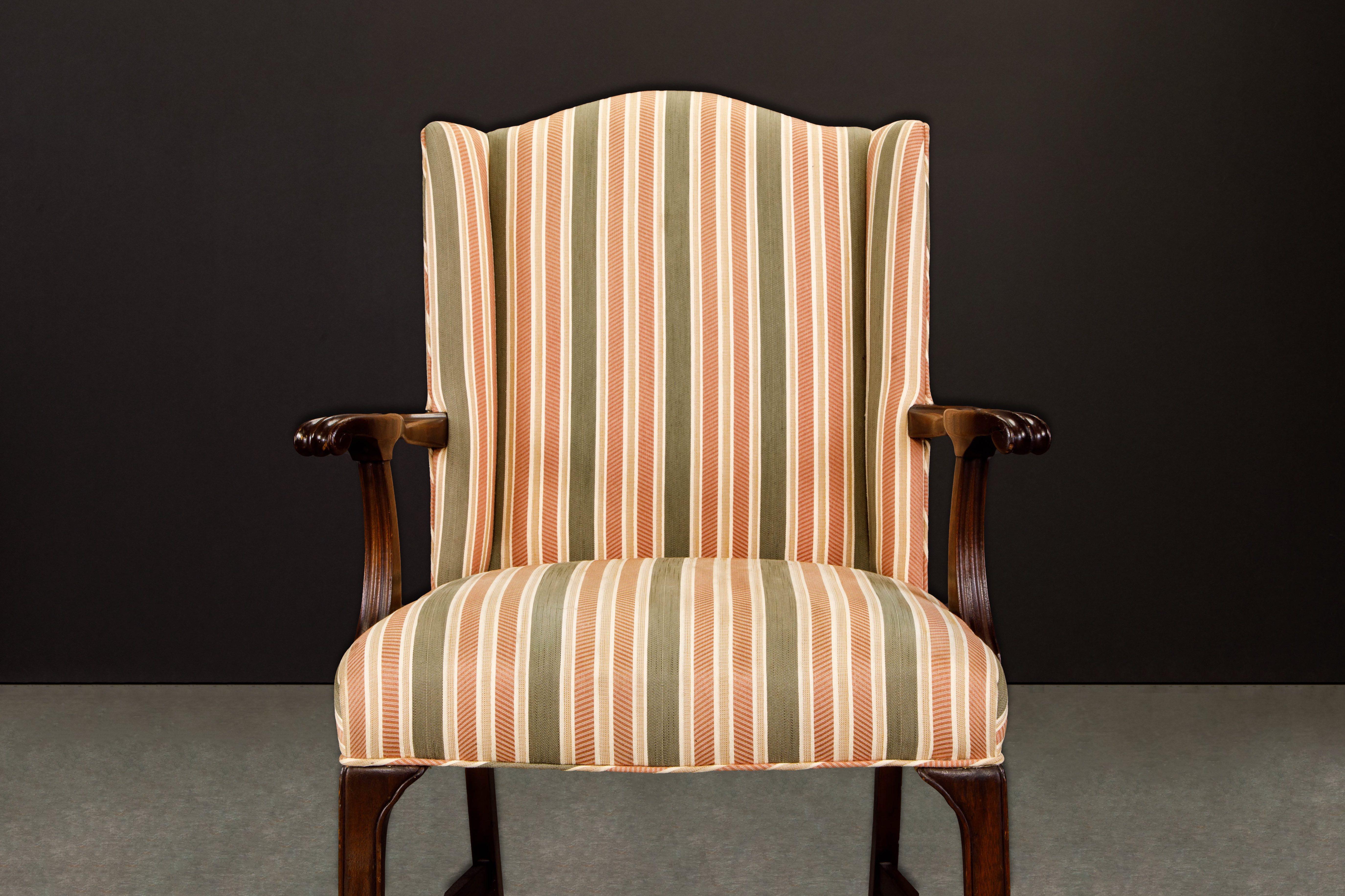 Gainsborough Wingback Armchair Upholstered in Striped Fabric 7