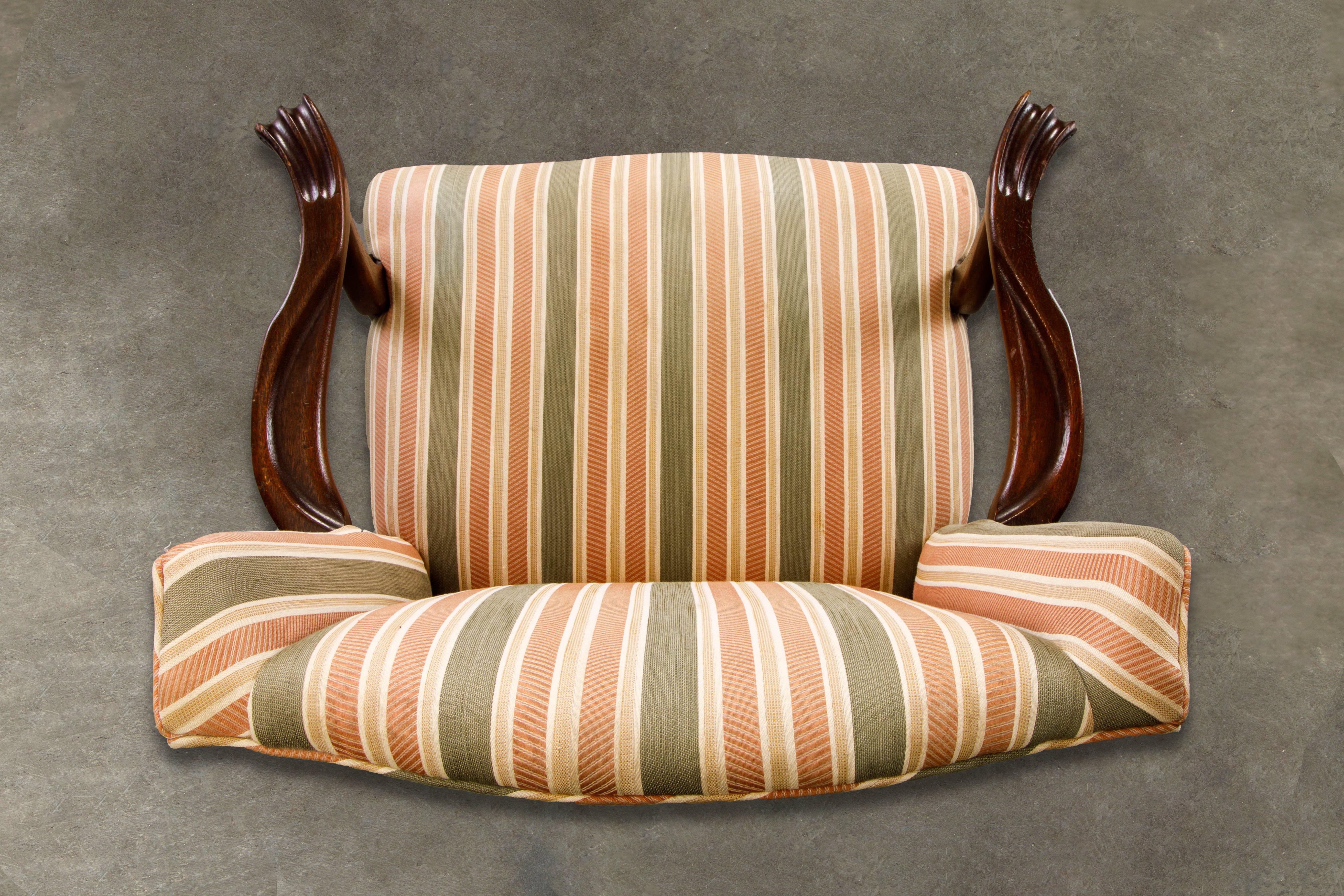 Gainsborough Wingback Armchair Upholstered in Striped Fabric 12