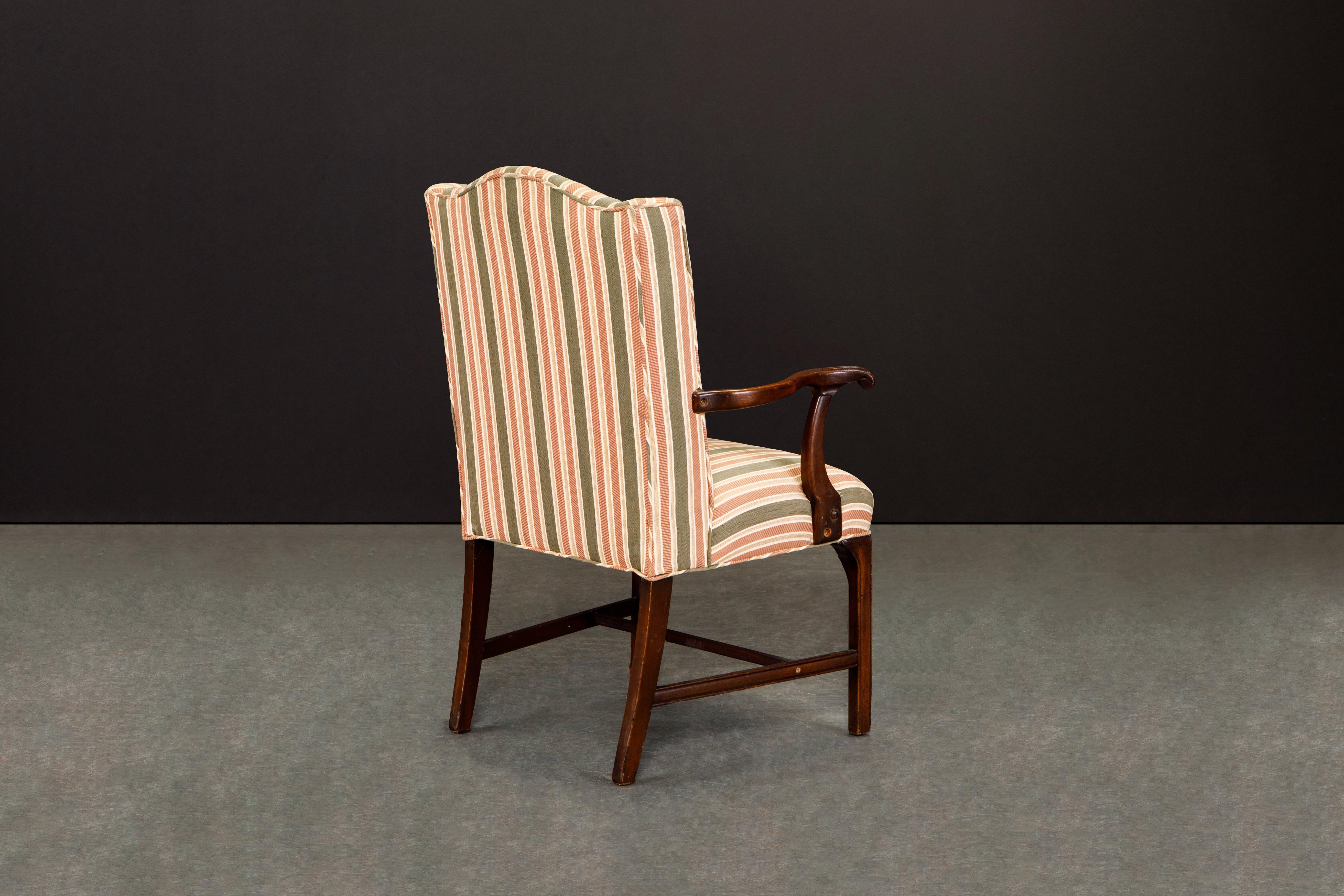 Gainsborough Wingback Armchair Upholstered in Striped Fabric In Good Condition In Los Angeles, CA