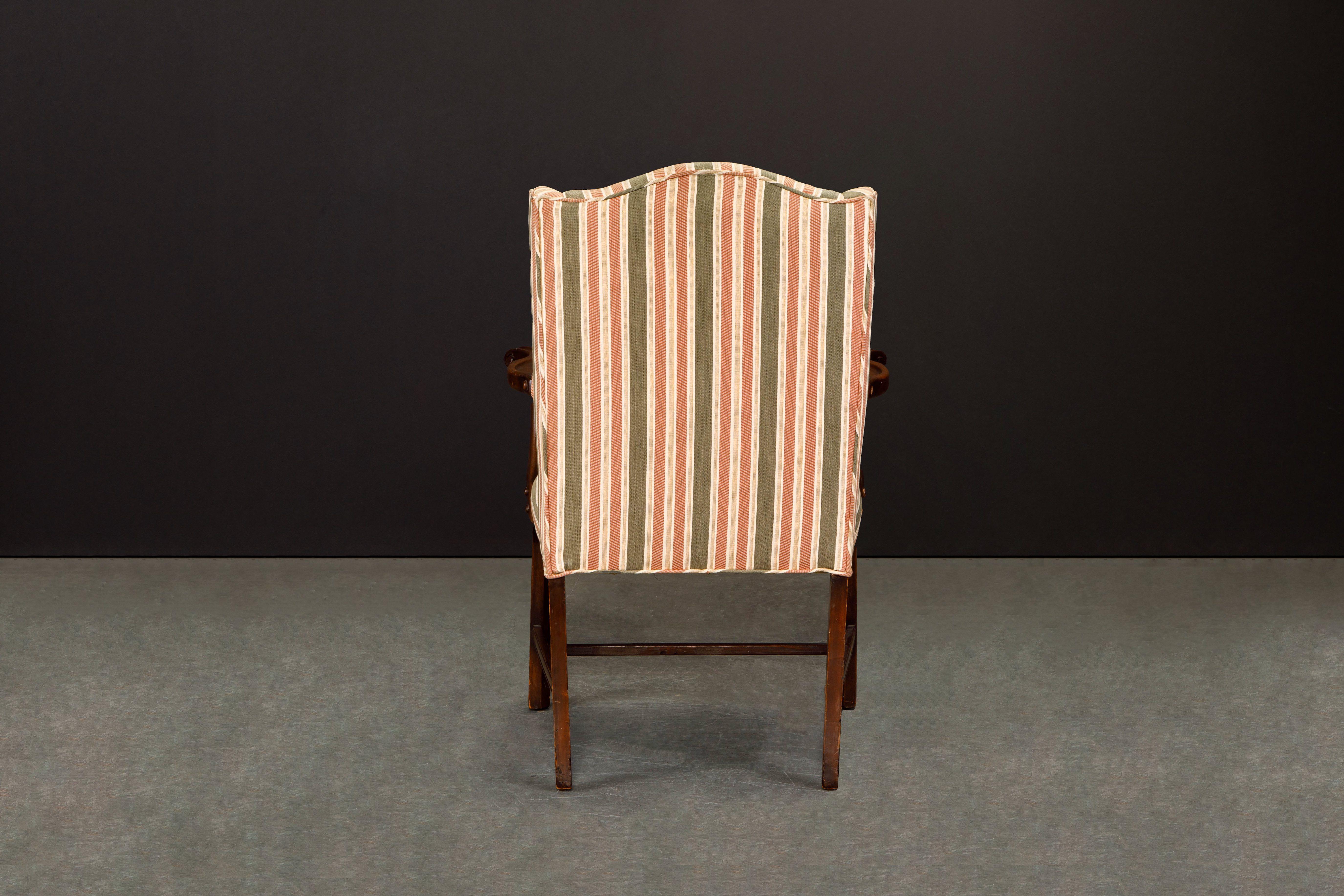 20th Century Gainsborough Wingback Armchair Upholstered in Striped Fabric