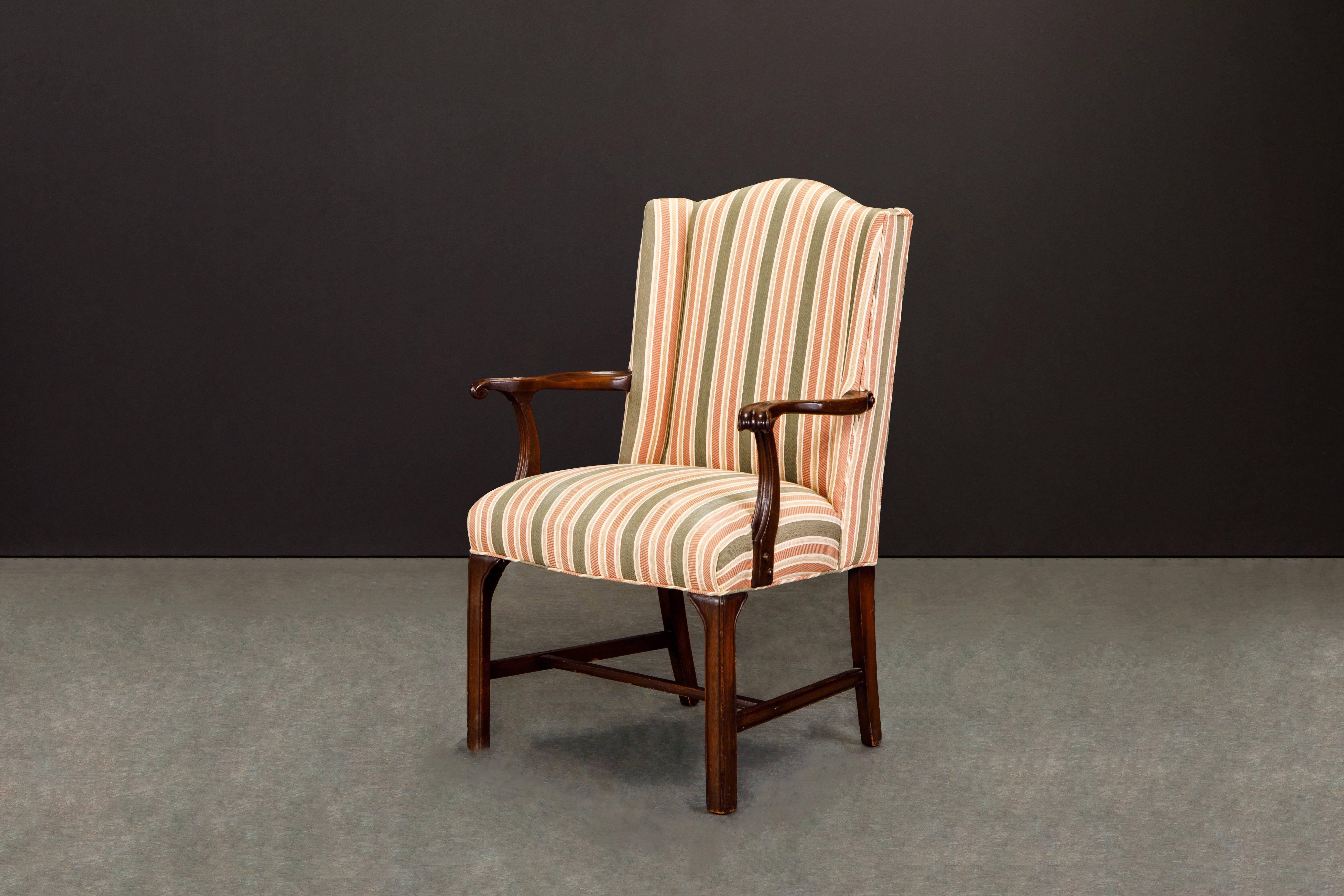Gainsborough Wingback Armchair Upholstered in Striped Fabric 3