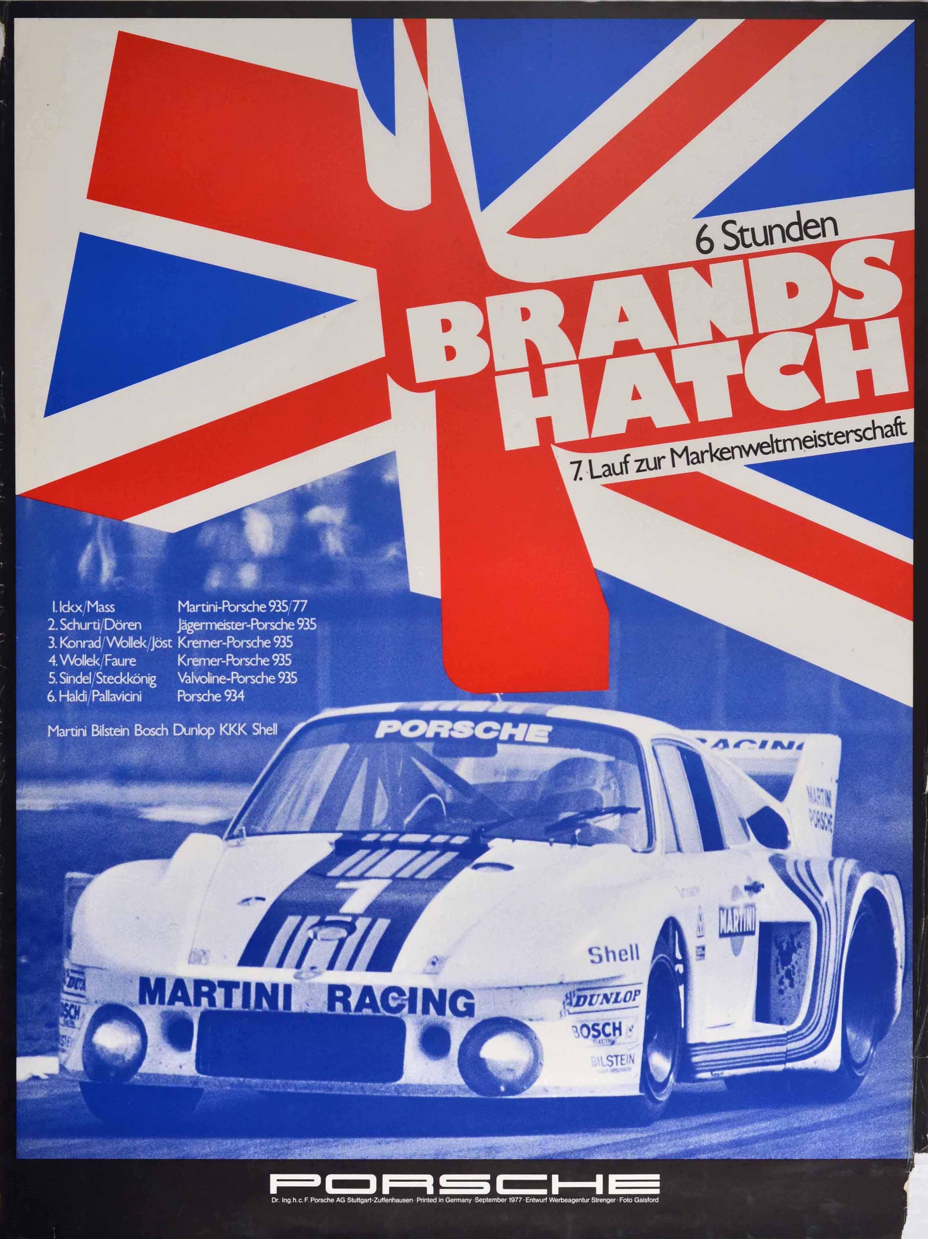 Gaisford Print - Original Vintage Poster Porsche Victory Brands Hatch World Sports Car Champions