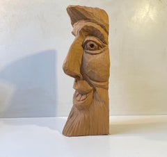 Gaius Julius Caesar - Caricature Head in Hand-Carved Oak, 1970s