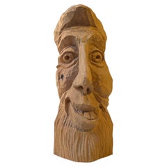 Vintage Gaius Julius Caesar - Caricature Head in Hand-Carved Oak, 1970s