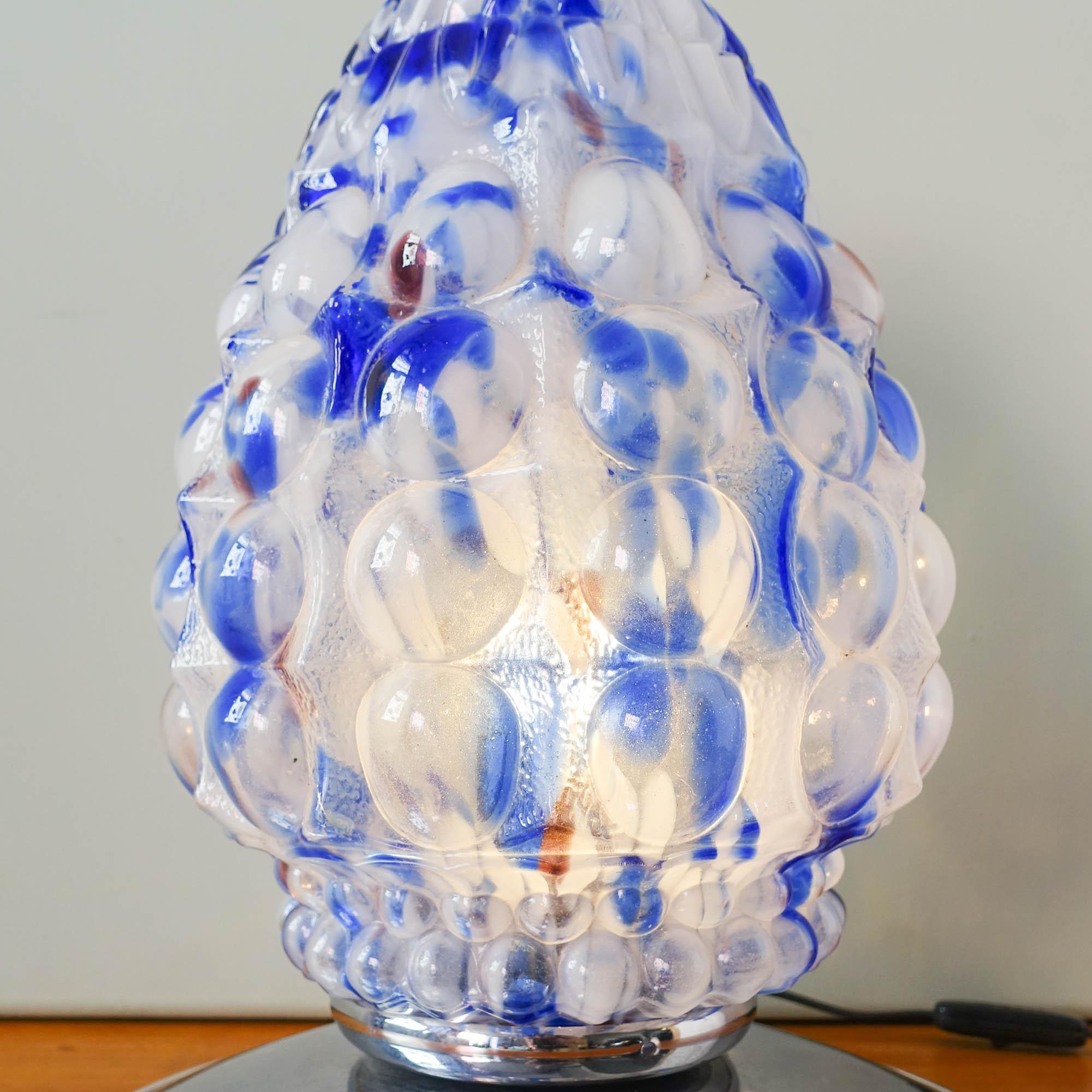 Mid-Century Modern Gaivota Bubbles Table Lamp in White & Blue, 1970's