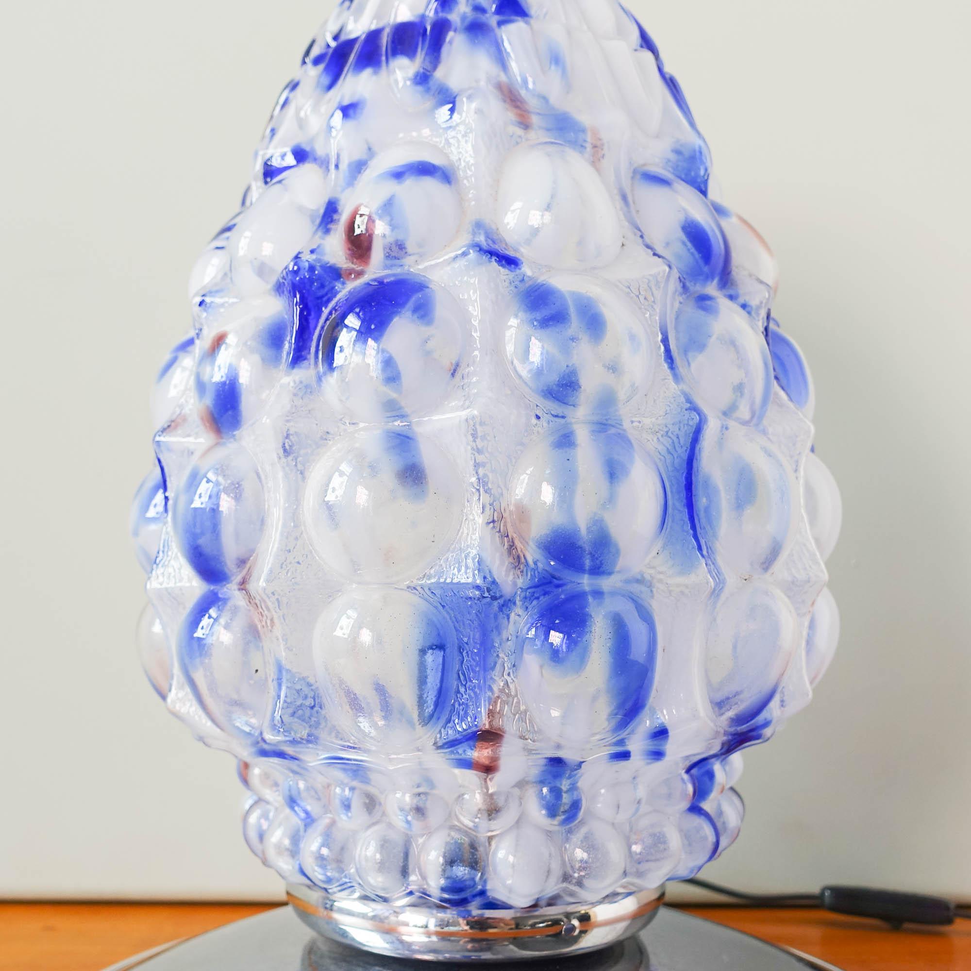 Portuguese Gaivota Bubbles Table Lamp in White & Blue, 1970's