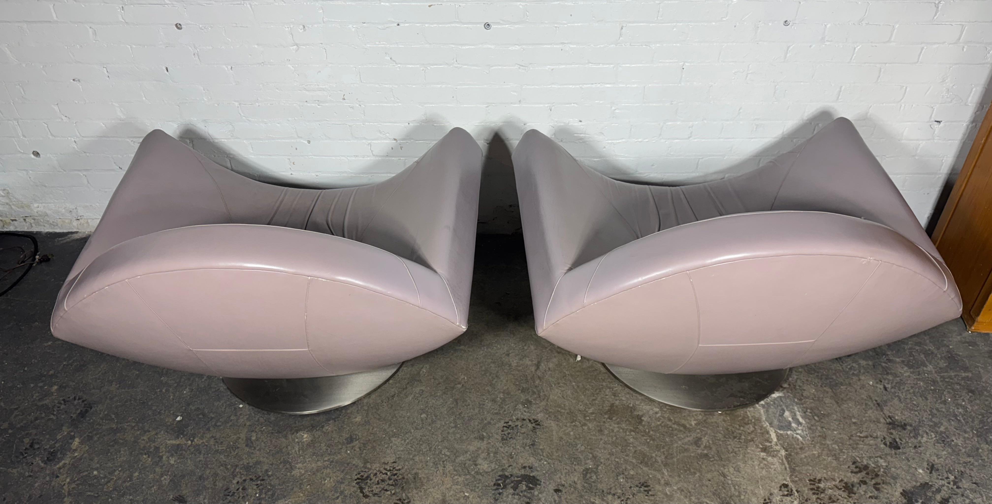 Steel GAIVOTA leather & steel armchair by RICARDO FASANELLO 