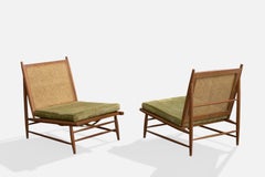 Gajanan Upadhyay, Chaises longues, rotin, teck, velours, Inde, 1964