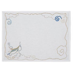 Gajasimha Hand Embroidered White Placemat, Viya by Vikram Goyal