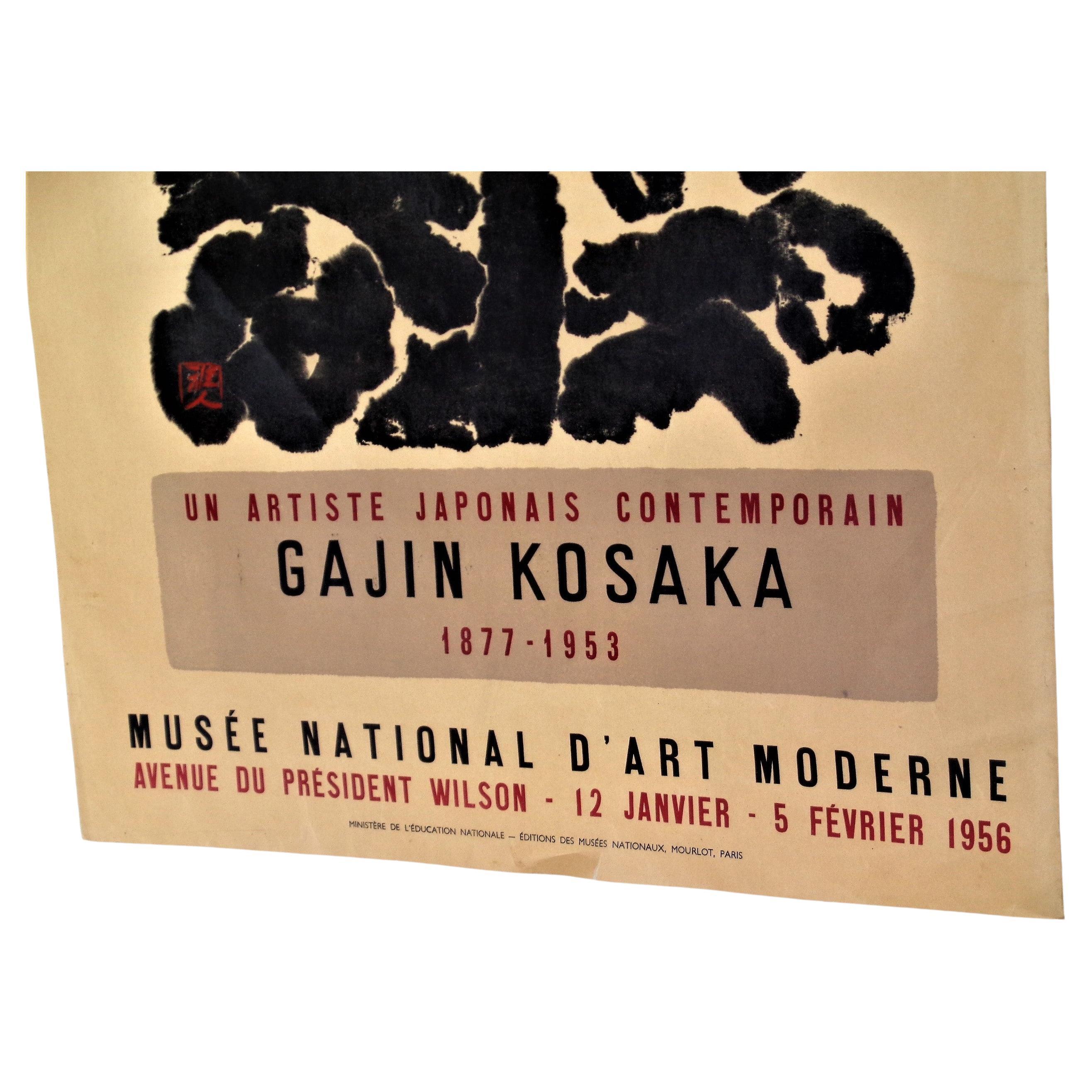 Gajin Kosaka Un Artiste Japonaise Contemporain Exhibition Poster 1956 In Fair Condition In Rochester, NY