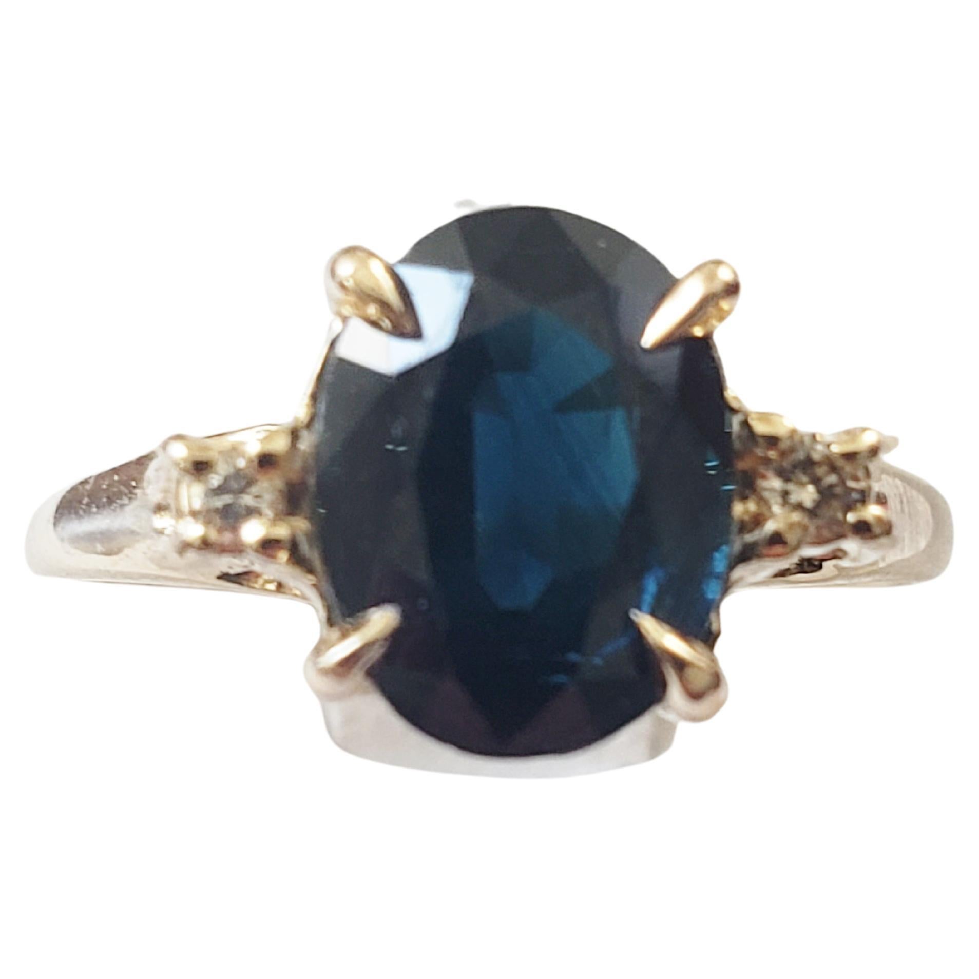 NEW GAL Cert Natural  2.28Ct  Blue Sapphire Diamond Ring in 14K Yellow Gold  For Sale