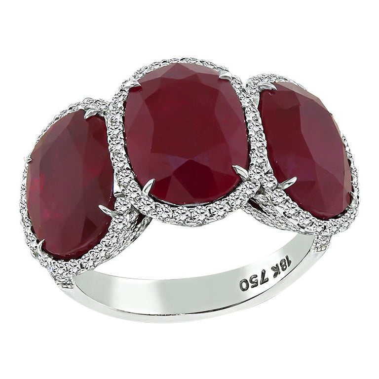 GAL-zertifizierter 12,18 Karat Rubinring mit 1,00 Karat Diamant im Angebot