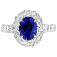 DiamondTown GAL Certified 1.84 Carat Oval Cut Ceylon Sapphire Ring