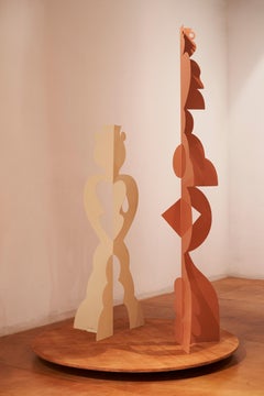 Totem diptych  - abstract figurative sculpture