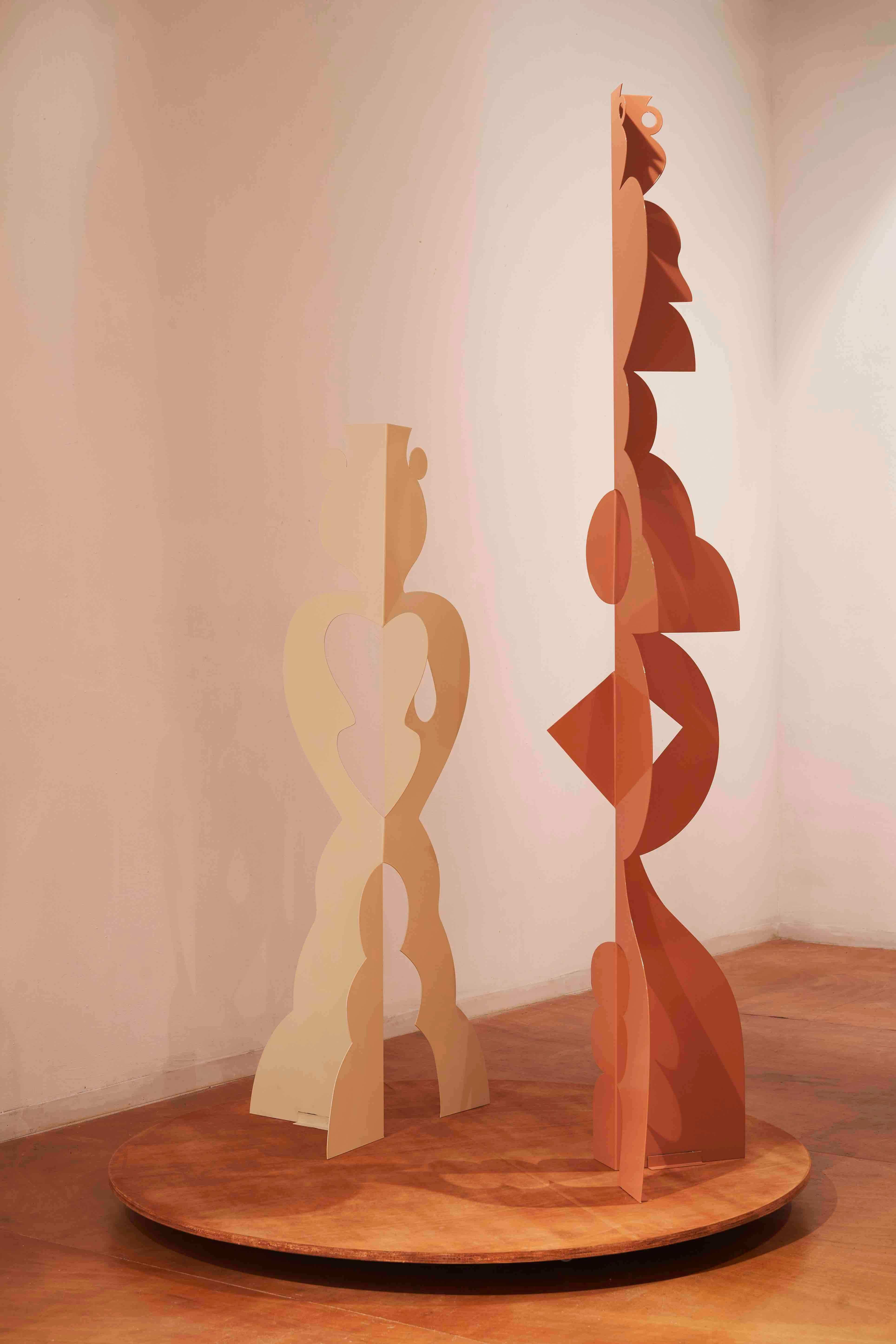 Totem diptych  - abstract figurative sculpture - Beige Abstract Sculpture by Gal Melnick