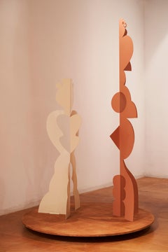 Totem diptych  - abstract figurative sculpture