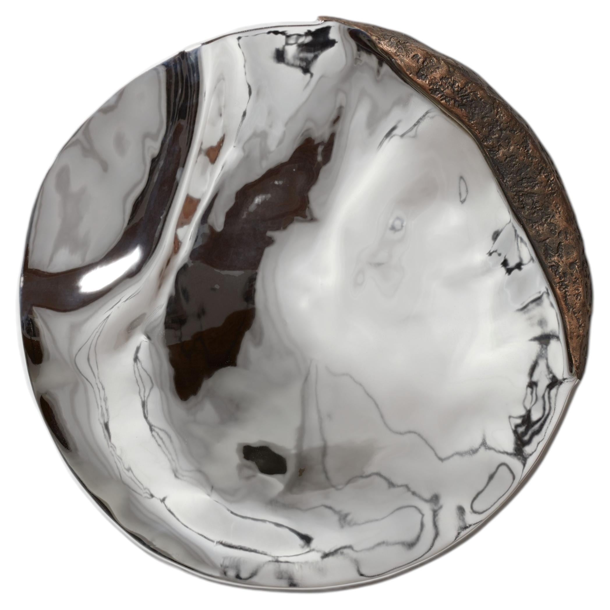 Gala 72 Unique Round Wall Mirror in Plated Cast Aluminum by Studio Ayse Demir
