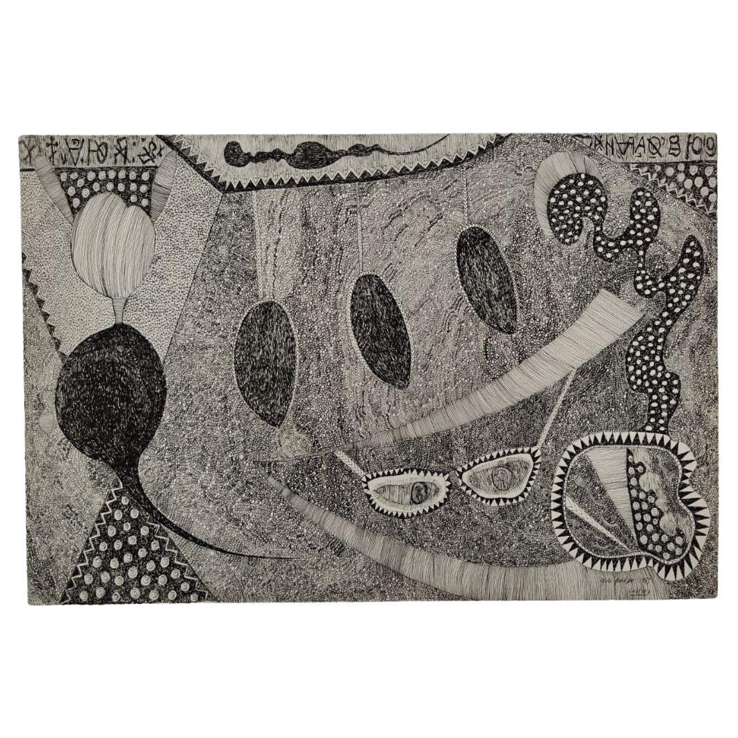 Gala Barbisan, china su carta, "Disegno Surrealista", Italia, 1967