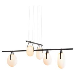 Gala Cross Chandelier by RBW in Frosted Glass Globes and Matte Black Aluminum