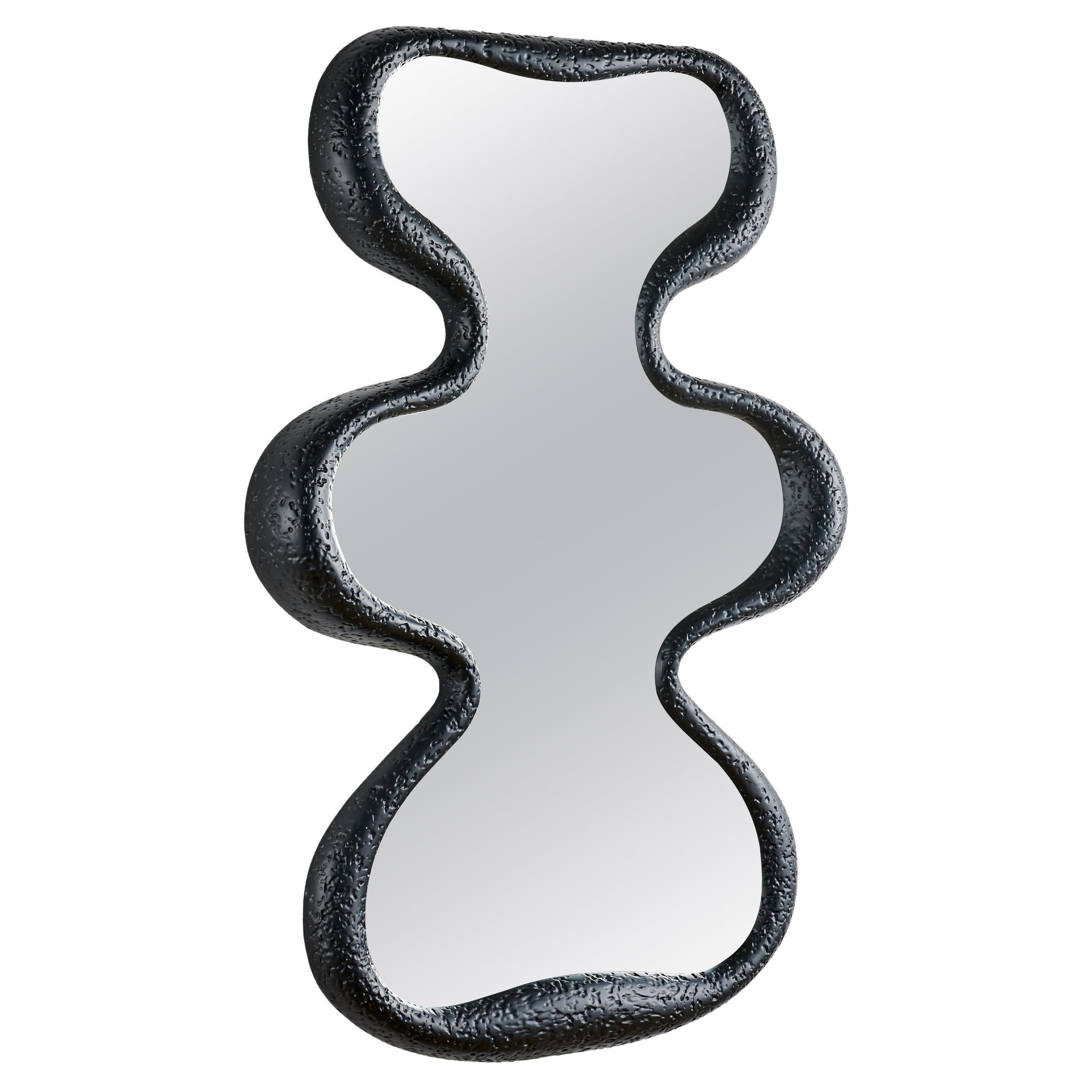 GALA Mirror - Hand finished French Plaster textured curved frame in Nero Black