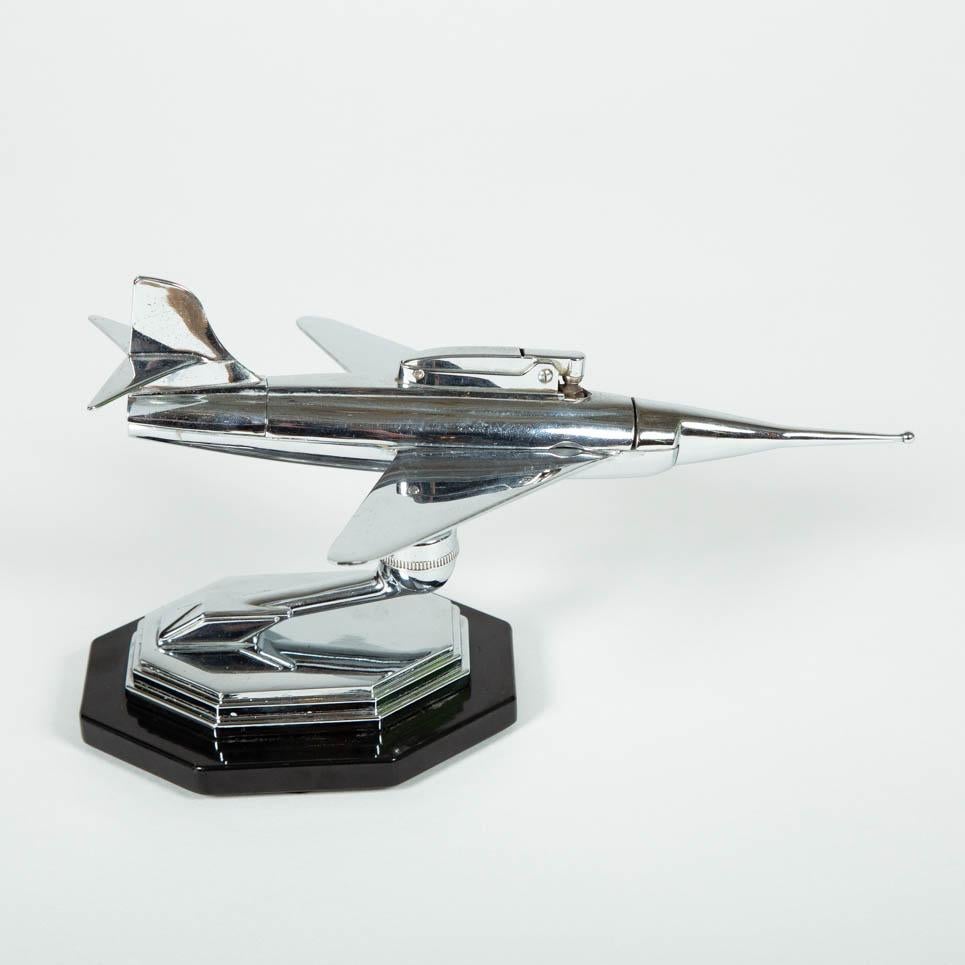 Gala Sonic Chrome Jet Airplane Desk Lighter In Good Condition In London, GB