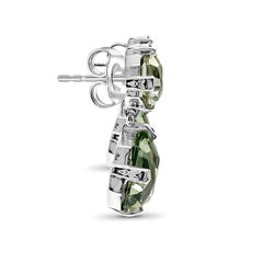 Boucles d'oreilles pendantes Galactical Freeform en argent sterling gravé et améthyste verte